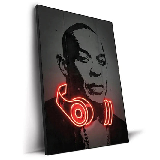Headphone Icon Neon Canvas Print