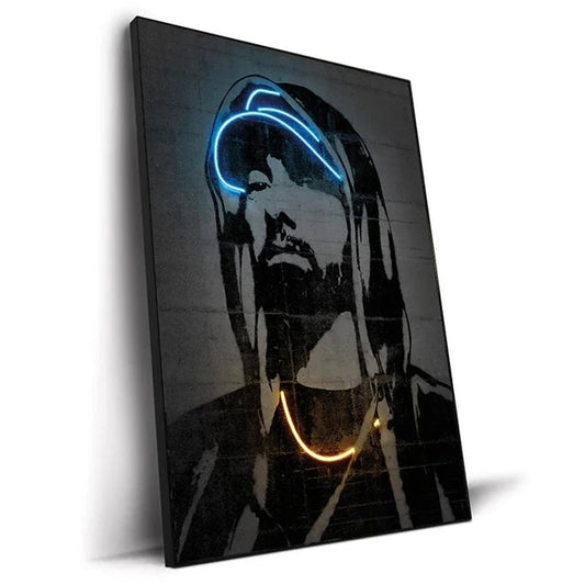 Blue Halo Portrait Neon Canvas Print