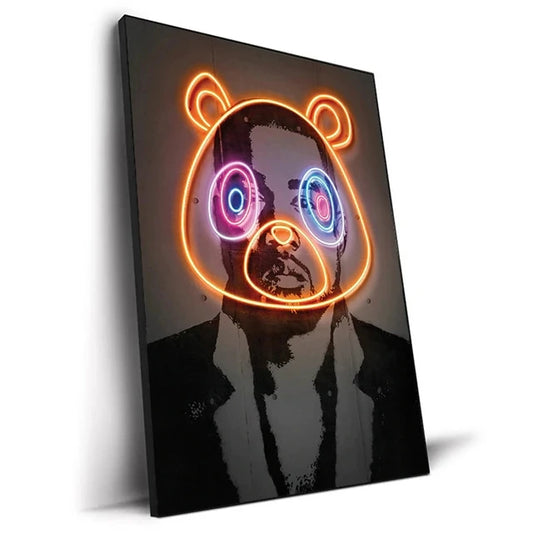 Neon Bear Mask Canvas Print