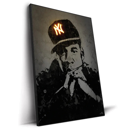 NY Cap Portrait Neon Canvas Print